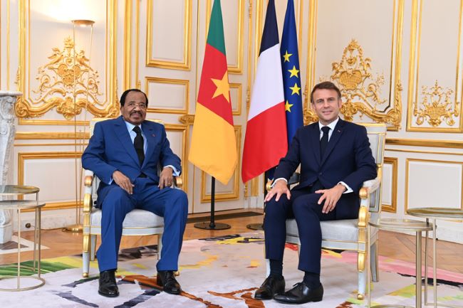 Biya and Emmanuel Macron hold discussions at Elysee Palace